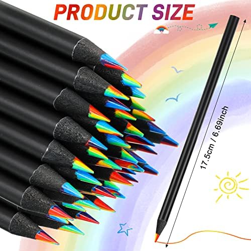 GEYEE 60 PCS Lápis de arco -íris de madeira a granel 7 em 1 lápis de cor de arco -íris para crianças, cores variadas