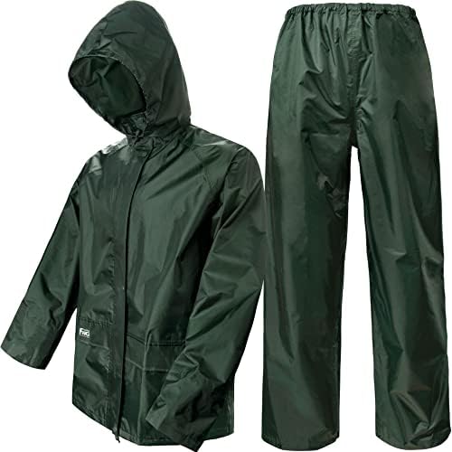 FWG Rain Suit para homens, mulheres refletidas na capa de chuva impermeabilizadas e calças com capuz leve