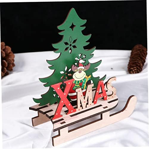 JoJofuny 3pcs para mesa de natal mesa de Natal Ornamento de Natal Decoração de madeira de natal decoração