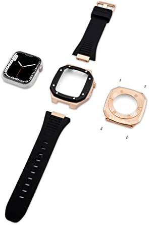 Cinta de caixa de metal de aço inoxidável Trdybsk para Apple Watch Serie 45mm 45mm 7 Banda para Iwatch Series
