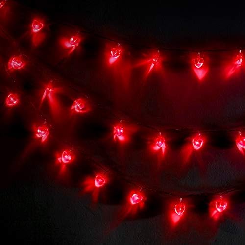 Dia dos Namorados Luz de Coração Luz Luz 14,7 pés 40 LED BATERIA RED BATERAGEM Luz de fada com 2 modos de