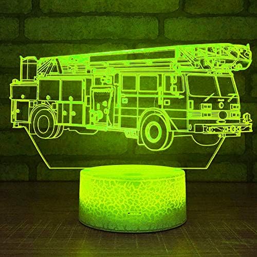 Jinnwell 3D Motor de bombeiro Caminhão Night Night Lamp Ilusão 7 Alteração da cor Touch Touch