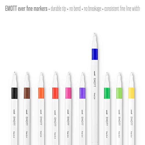 canetas do UNI-Ball Emott FineLiner, ponto fino, tinta variada, 40 contagens, conjunto de cores completo