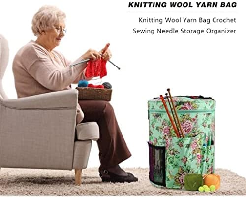 Yfqhdd Yarn Storage tricô bolsa de tricô de fios grande para ganchos de crochê e agulhas de tricô Bolas