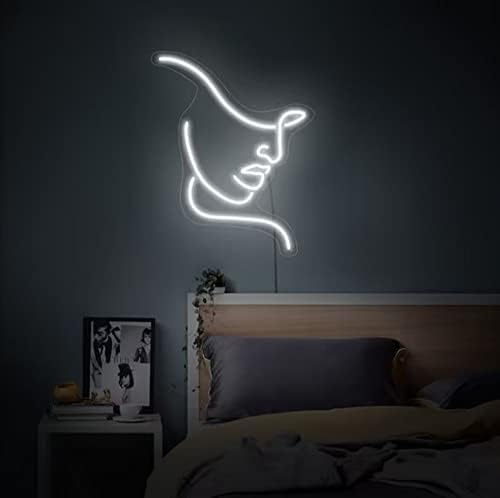 AMANYMXOK NEON SIGN FACE FACO NEON CLAT, Mulher Face Wall Decor, Face Abstract LED Sign Light