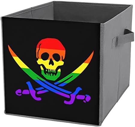 Crânio de pirata LGBT do orgulho gay caixas de armazenamento dobráveis ​​Caixas de cubas de tecido de tecido