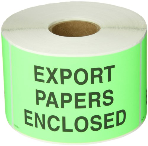 Lógica de fita Aviditi 3 x 5, Exportar papéis fechados adesivo verde fluorescente, para remessa, manuseio,