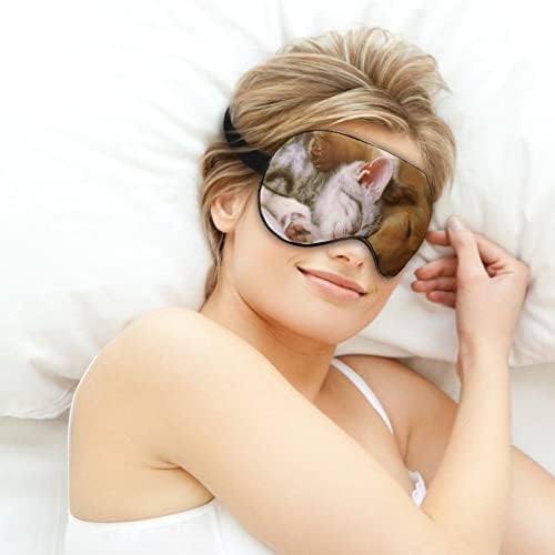 Máscara de olho de cachorro de gato fofo com alça ajustável para homens e mulheres noite de viagem
