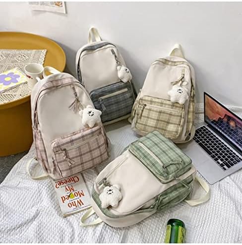 Ozaoz Backpack de mochila estética Kawaii Mochila Sage Green Mackpack para meninas adolescentes Preppy School