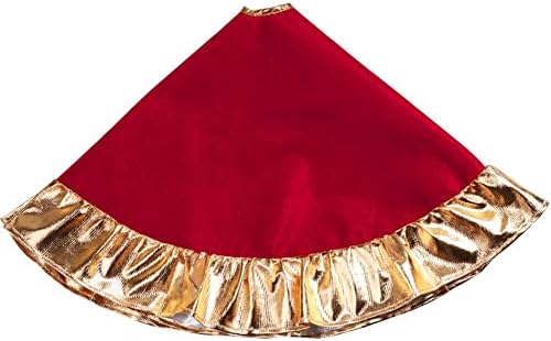 Saia de árvore de Natal 36 polegadas, tapete de árvore de tecido não tecido com borda de babados de ouro para decorações de festas