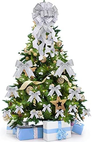36 peças 3 tamanhos Treça de natal Topper Bow 12 x 34 polegadas Grande Wreath Wreath Decoração do Bow