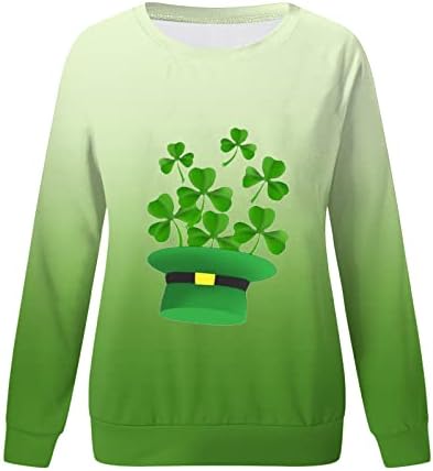 Camisa de bolso FAMOORE Tops confortáveis ​​para feminino St Patricks Impressão o Pescoço Soleiro