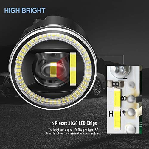 2in1 Angel Eye Fog Light, Upgrade Led Fog Lamp com Halo Ring DRL para Nissan 2011-2013 Rogue, 2007-2011