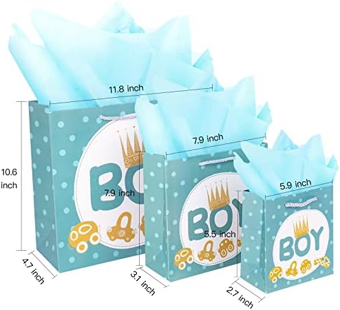 Lezakaa Baby Boy Gift Sacols Sorteamento com papel de seda azul para chá de bebê