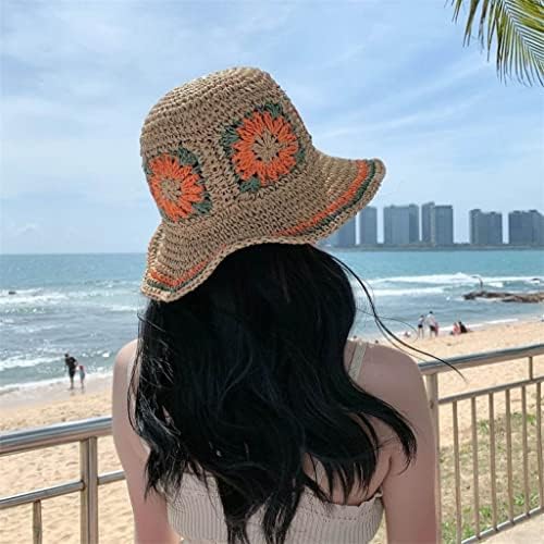 ZSEDP Mulheres de verão Floral Crochet Bucket Hat Handmade Weave