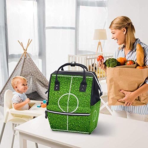 Bolsas de fraldas de grama de campo de futebol verde Backpack Mummy Backpack de grande capacidade