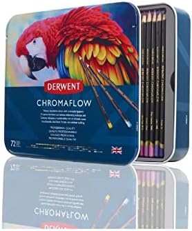 Lápis coloridos por Chromaflow Derwent 72, núcleo de 4 mm de largura, textura multicolorida, liquidação com
