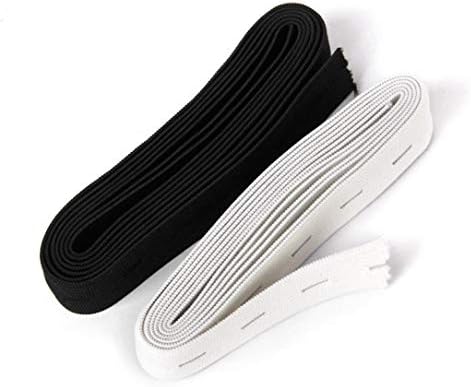 Zonster 2pcs elásticos faixas de barreiro de botão de costura com botão com botão 1.5m 2 cm branco e preto