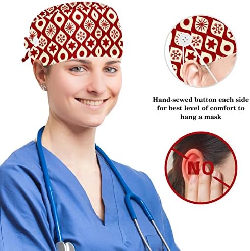 Chapéu de trabalho preto de Natal Tampa de esfoliação ajustável com botões e cabelo arco -arco para enfermeiro