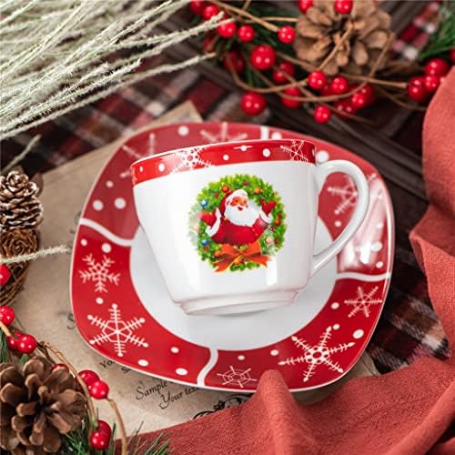 YGQZM de 12 peças de porcelana de Natal Drinkwarware Copes de chá e pires de café expresso de café definido