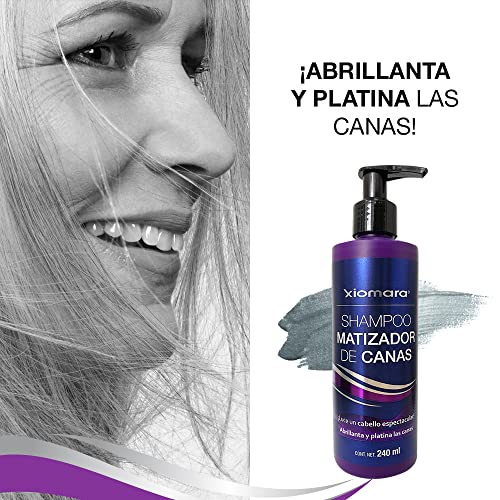 Xiomara shampoo matizador/shampoo de tonificação cinza ABRILLANTA PLATINA CANAS, 2 pacote de 8,11 fl oz cada