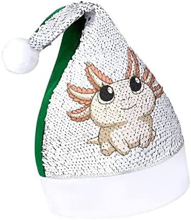 Linda axolotl lantejas chapéus de natal santa natal chapéu para adultos tesouras de festa de natal