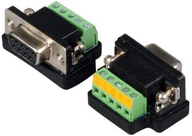 SystemBase - Converte o conector feminino DB9 em parafuso Tipo 5 Pin Terminal Block Converter, Mini Tamanho, 2pcs/pacote