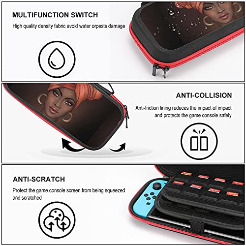 Afro -americana Pretty Girl Carreing Case para Nintendo Switch Protetive Protettable Hard Shell Bolsa