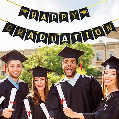 Banner de graduação em festas 2022 para decorações de graduação, favores de suprimentos de festas preto