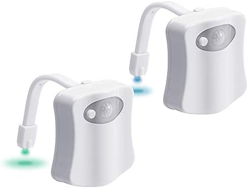 Varwaneo tigela de vaso sanitário 2 pacote com detecção de sensor de movimento para o banheiro, ótimo para treinar potty crianças, idosos, 8 mudanças de cor Decoracion LED 1