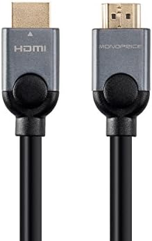 Monoprice 114587 Selecione Cabo HDMI de alta velocidade da série Metallic, 4K @ 24Hz, 10,2 Gbps, 28awg, 3ft,