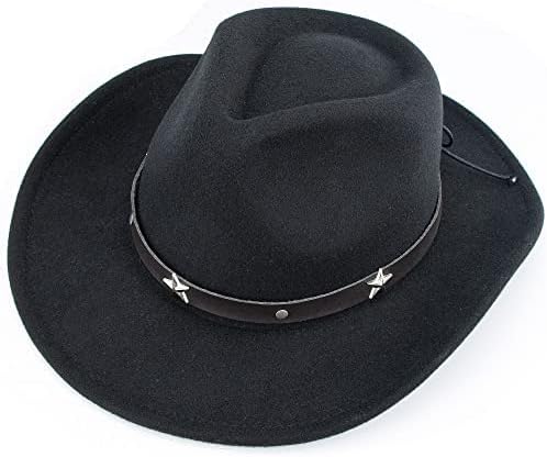 Nocihah Kids Garotas Sentiu Fedora Hat Hat Western Cowgirl Hat com cinto de cinto de fivela feltro Fedora Chapéus