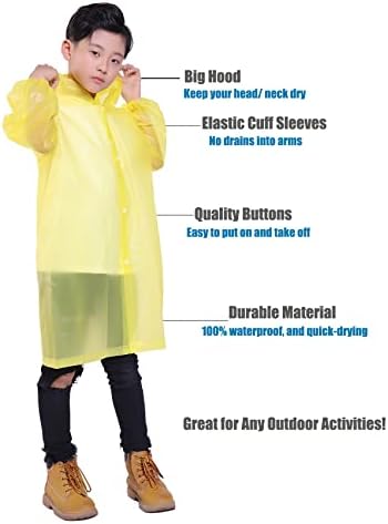 Capa de chuva Makonus para crianças, [pacote de 2] Jaqueta de Poncho de Rain Rain Kids Rain Kids Rain para meninos