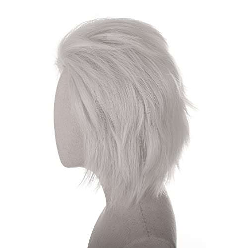 Fyxzzhuo masculina curta de cosplay branca - perucas de cabelo de anime retas para o Halloween