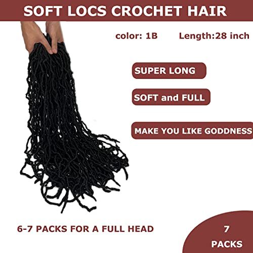 7 pacotes Locs macios 28 polegadas Faux Locs Hair de crochê para mulheres negras fios inteiros