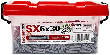 Fischer 503313 Caixa Nylon Plug SX 6 x 30 - 1.000 unidades, cinza, 6 x 30