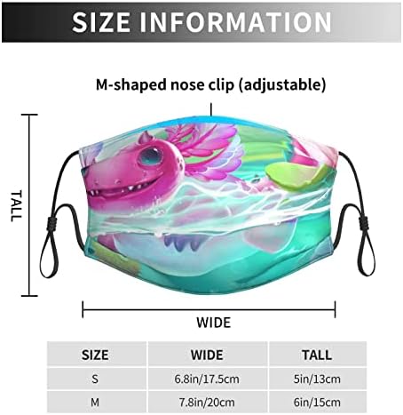 Máscaras faciais ajustáveis ​​com 2 filtros ajustáveis, máscaras de face de tampa da boca axolotl fofas