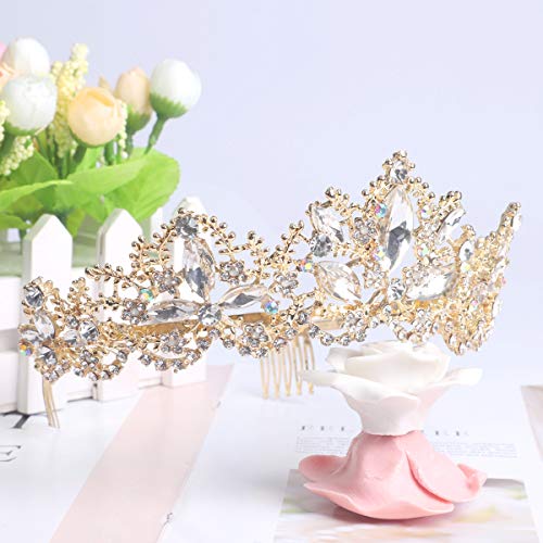 Sppry Women Tiara com pente - coroa de cristal barroca ab para as garotas de princesa da rainha nupcial