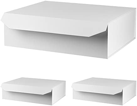 PackGilo 3 PCs Branco fosco Caixa de presente extra grande com tampa, 19x16x6 polegadas, caixas de presente