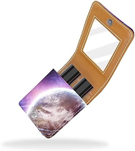 Galaxy Planet Purple Lip Gloss Holder Case de batom portátil Bolsa de maquiagem Case de batom de batom