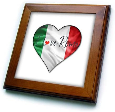 Bandeira italiana 3drose em forma de coração com texto dentro - azulejos emoldurados