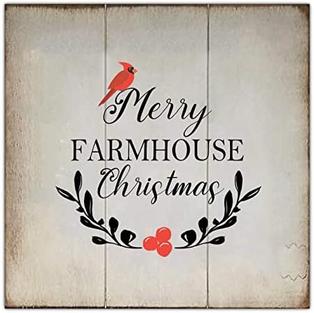 Vintage Style Christmas Wood Sign Merry Farmhouse Christmas Wreath Wreath Cardinal Wooden Placa para