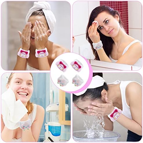 Wllhyf Spa Band para lavar o rosto, 4pcs Microfiber pulseira de pulseira Washband para mulheres toalhas