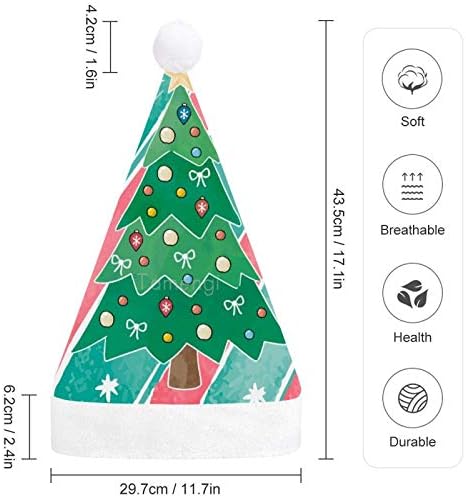 Chapéu de Papai Noel de Natal, lindas árvores de natal decoração de Natal chapéu de férias para adultos, Unisex