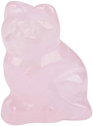 Tnfeeon Crystal Pocket Kitten, fengshui estatuetas colecionáveis ​​cura pedra natural rosa rosa gato gato