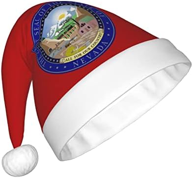 Zaltas State Selo do Nevada Christmas Hat for Adult Soft confortável Papai Noel para os suprimentos de festa de férias de ano novo no ano novo