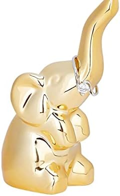 LJCA Gold Elephant estátuas de decoração da casa, estatuetas de animais de cerâmica Ornamentos,