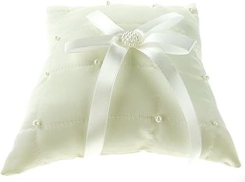 Homeford Wedding Ring Porter Pillow, 7 polegadas, pérolas quadriculadas