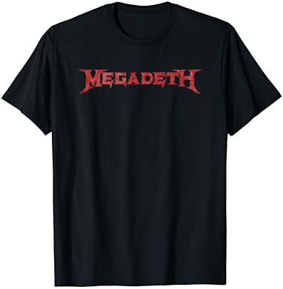 Megadeth-camiseta angustiada do logotipo vermelho