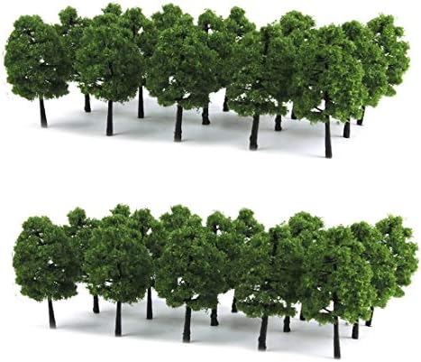 HO Scale Trees, MyStear 50pcs ho oo escala 1: 100 árvores modelo 1.4in/3,5 cm Parque de trem de